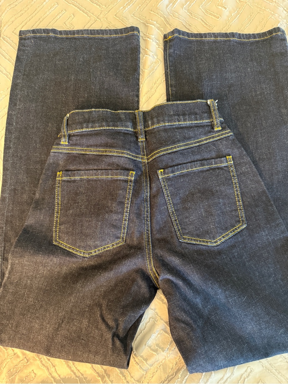 CAbi Navy Wide-Leg Jeans with Yellow Topstitching - Picture 8 of 8